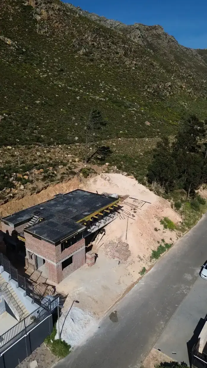 A mountainside home under construction above Gordon's Bay